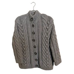 Club Monaco Gray 100% Baby Alpaca Hand Knit Cardigan Sweater XS/S